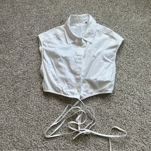 White Button Up Sleeveless Blouse with Wrap